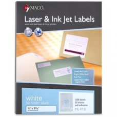 Maco Assorted Laser/Inkjet File Folder Labels - Permanent Adhesive - 43/64
