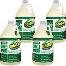 OdoBan Eucalyptus Multi-purpose Deodorizer Disinfectant Concentrate - Concentrate Liquid - 128 fl oz (4 quart) - Eucalyptus Scent - 4 / Carton - Green