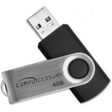 Compucessory 4GB USB 2.0 Flash Drive - 4 GB - USB 2.0 - 12 MB/s Read Speed - 5 MB/s Write Speed - Aluminum - 1 Year Warranty