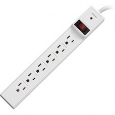 Compucessory 6-Outlet Power Strips - 6 - 6 ft Cord - 104 J Surge Energy - 15 A Current - 125 V AC Voltage - Strip - Putty