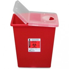 Covidien Kendall Sharps Containers with Hinged Lid - 8 gal Capacity - 17.5" Height x 15.5" Width x 11" Depth - Red