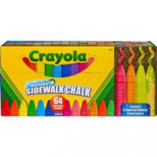 Crayola Sidewalk Chalk 64 Count Washable anti-roll sticks - Unleash your colorful creativity outdoors! 64 unique, washable colors. Anti-roll stick design.