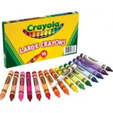 Crayola 16-Count Large Crayons - Black, Blue, Brown, Green, Orange, Red, Violet, Yellow, Green Blue, Blue-violet, Carnation Pink, ... - 16 / Box