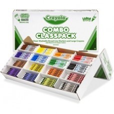 Crayola Large Crayon & Washable Marker Classpack - Red, Yellow, Green, Blue, Orange, Violet, Brown, Black Ink - Red, Yellow, Green, Blue, Orange, Violet, Brown, Black Wax - 1 Box