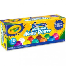 Crayola Crayola Washable Kids' Paint Set - 2 fl oz - 10 / Set - Blue, White, Violet, Brown, Green, Turquoise, Red, Yellow, Orange, Magenta