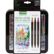 Crayola Brush & Detail Dual Tip Markers - Ultra Fine Marker Point - Brush Marker Point Style - 16 / Set