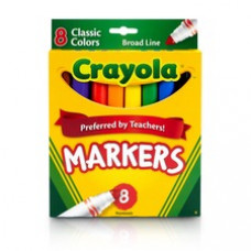 Crayola Classic Colors Broad Line Markers - Broad Marker Point - Conical Marker Point Style - Assorted, Orange, Yellow, Green, Blue, Violet, Brown, Black Water Based Ink - 8 / Set