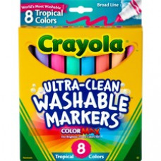 Crayola Tropical Colors Pack Washable Markers - Conical Marker Point Style - Sandy Tan, Sea Green, Gray, Blue, Violet, Flamingo Pink, Orchid Water Based Ink - 8 / Set