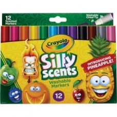 Crayola Silly Scents Slim Scented Washable Markers - Chisel Marker Point Style - Assorted - Plastic Barrel - 12 / Set