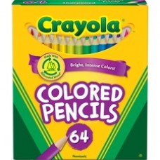 Crayola 64 Count Colored Pencils, Short - HB Lead - 3.3 mm Lead Diameter - Assorted Lead - Assorted Wood Barrel - 64 / Set