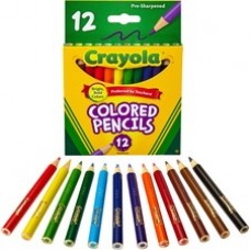 Crayola 12 Color Colored Pencils - 3.3 mm Lead Diameter - Violet Lead - Black Wood, Blue, Green, Brown, Orange, Red, Sky Blue, Violet, Yellow, Red Orange, Yellow Green, ... Barrel - 12 / Set