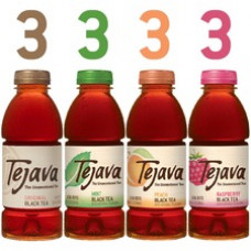 Tejava Assorted Flavors - Peach, Mint, Raspberry, Original Black Tea Bottle - 3 Bottle - 12 / Carton