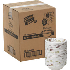 Dixie Pathways Design Soak-proof Bowls - 11.8 fl oz Bowl - Paper - Microwave Safe - White - 1000 Piece(s) / Carton