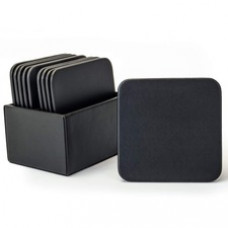 Dacasso Leather Square Coaster Set - Square - Black - Top Grain Leather - 1Each