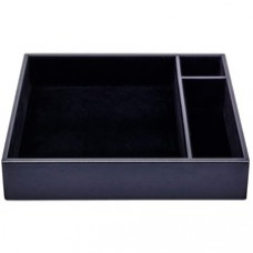 Dacasso Leatherette Conference Room Organizer - 8 x Writing Pad - 3 Compartment(s) - Desktop - Black - Leatherette, Velveteen - 1 Each