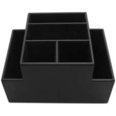 Dacasso Desktop Organizer - 8 x Coaster - Desktop - Black - Top Grain Leather, Velveteen - 1 Each