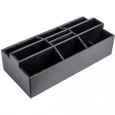 Dacasso Leatherette Remote Control Organizer - 9 Compartment(s) - Black - Leatherette, Velveteen, Faux Leather - 1 Each