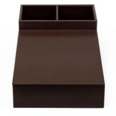 Dacasso Leatherette Coffee Condiment Organizer - Removable Lid - Chocolate Brown - Velveteen, Leatherette - 1 Each