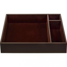 Dacasso Leatherette Conference Room Organizer Tray - 8 x Writing Pad - 3 Compartment(s) - Desktop - Chocolate Brown - Leatherette, Velveteen - 1 Each