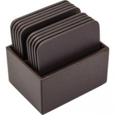 Dacasso Leatherette Square Coaster Set - Square - Chocolate Brown - Leatherette - 1Each