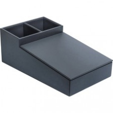 Dacasso Leatherette Coffee Condiment Organizer - Removable Lid - Gray - Velveteen, Leatherette - 1 Each