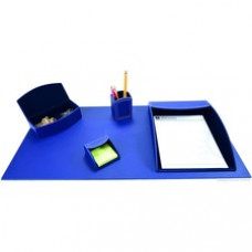 Dacasso 5-piece Home/Office Leather Desk Accessory Set - Velveteen, PU Leather - Royal Blue - 1 Each