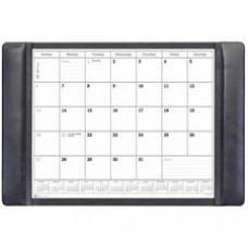 Dacasso Leather Calendar Desk Pad - Rectangle - 12 Sheets - Top Grain Leather, Leatherette, Velveteen - Black