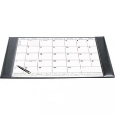 Dacasso Rustic Leather Calendar Desk Pad - Rectangle - 12 Sheets - Top Grain Leather, Velveteen - Rustic Black