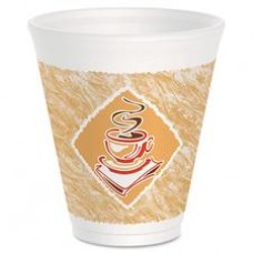 Dart Cafe G Design Foam Cups - 12 fl oz - 1000 / Carton - Brown, Red - Foam - Cold Drink, Hot Drink