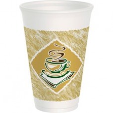 Dart Cafe G Design Foam Cups - 16 fl oz - 1000 / Carton - White - Foam - Cold Drink, Hot Drink