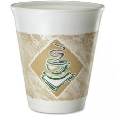 Dart 8oz Hot/Cold Foam Cups - 8 fl oz - 1000 / Carton - White, Brown, Green - Foam - Hot Drink, Cold Drink