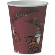 Solo Bistro Design Disposable Paper Cups - 8 fl oz - 50 / Pack - Maroon - Paper - Beverage, Hot Drink, Cold Drink, Coffee, Tea, Cocoa