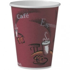 Solo Single Sided Paper Hot Cups - 12 fl oz - 300 / Carton - Maroon - Poly Paper - Hot Drink, Coffee, Tea, Cocoa