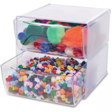 Deflecto Stackable Cube Organizer - 2 Drawer(s) - 6" Height x 6" Width x 7.5" Depth - Desktop - Clear - Plastic - 1Each