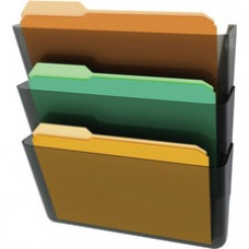 Deflecto Stackable DocuPocket Set - 3 Pocket(s) - 14" Height x 13" Width x 4" Depth - Wall Mountable - Smoke - 3 / Set