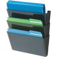 Deflecto Sustainable DocuPocket Letter Black-3 pocket 50% Recycled Content - 3 Pocket(s) - 7" Height x 13" Width x 4" Depth - Wall Mountable - Recycled - Black - Plastic - 3 / Set