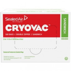 CRYOVAC Resealable Sandwich Bags - 1.15 mil (29 Micron) Thickness - Clear - 1Each - 500 Per Carton - Sandwich, Snack, Lunch, Storage, Food