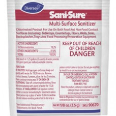 Sani-Sure Multi-Surface Sanitizer - Powder - 0.13 oz (0.01 lb) - Chlorine Scent - 100 / Carton - Yellow