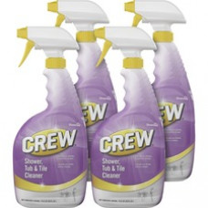 Diversey Crew Shower, Tub & Tile Cleaner - Ready-To-Use Spray - 32 fl oz (1 quart) - Fresh ScentSpray Bottle - 4 / Carton - Red