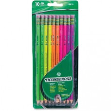 Ticonderoga Bright Neon No. 2 Pencils - #2 Lead - Graphite Lead - Neon Purple Wood, Neon Pink, Neon Green, Neon Orange, Neon Yellow Barrel - 10 / Pack