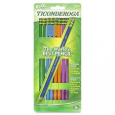 Ticonderoga No. 2 HB pencils - #2 Lead - Graphite Lead - Assorted Wood Barrel - 10 / Pack