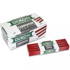 Dixon Economy Flat Carpenter Pencils - Medium Point - Red Lead - 12 / Dozen