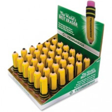 Dixon Latex-free Pencil-shape Eraser - Pencil - Latex-free, Smudge-free, Non-toxic - 36/Box - Yellow