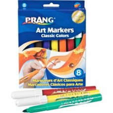 Dixon Classic Watercolor Markers - Fine Marker Point - Conical Marker Point Style - Assorted Water Based Ink - White Barrel - 8 / Set