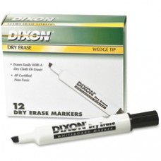 Ticonderoga Dry Erase Whiteboard Markers - Broad, Fine Marker Point - Wedge Marker Point Style - Black - 12 / Dozen