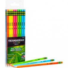 Ticonderoga Bright Neon No. 2 Pencils - #2 Lead - Black Lead - Neon Barrel - 18 / Box