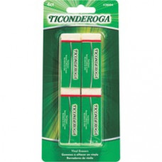 Ticonderoga White Erasers - White - Block - Vinyl - 4 / Pack - Soft, Latex-free, Smudge-free, Residue-free, Non-tearing, Non-toxic, Easy Grip
