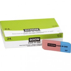 Dixon Pink-N-Ink Beveled Erasers - Blue, Pink - Beveled - 24 / Pack - Non-toxic, Soft, Double-sided