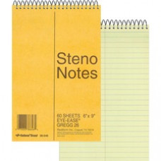 Rediform Wirebound Steno Notebook - 60 Sheets - Wire Bound Light Blue Margin - 16 lb Basis Weight - 6