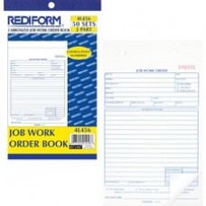 Rediform 2-part Job Work Order Book - 50 Sheet(s) - 2 Part - Carbonless Copy - 5 1/2" x 8 1/2" Sheet Size - Assorted Sheet(s) - Blue, Red Print Color - 1 Each
